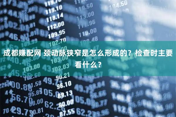 成都赚配网 颈动脉狭窄是怎么形成的？检查时主要看什么？